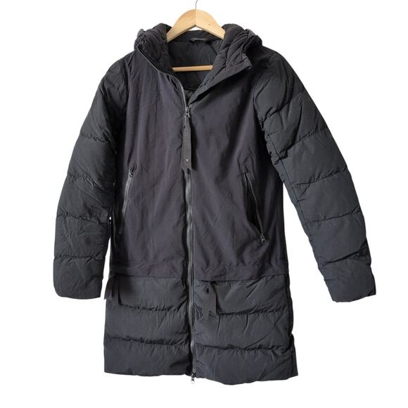 Lululemon Cold As Puff Jacket Sz 6 Black Hooded Puffer Longline Parka Down Coat - Picture 3 of 16